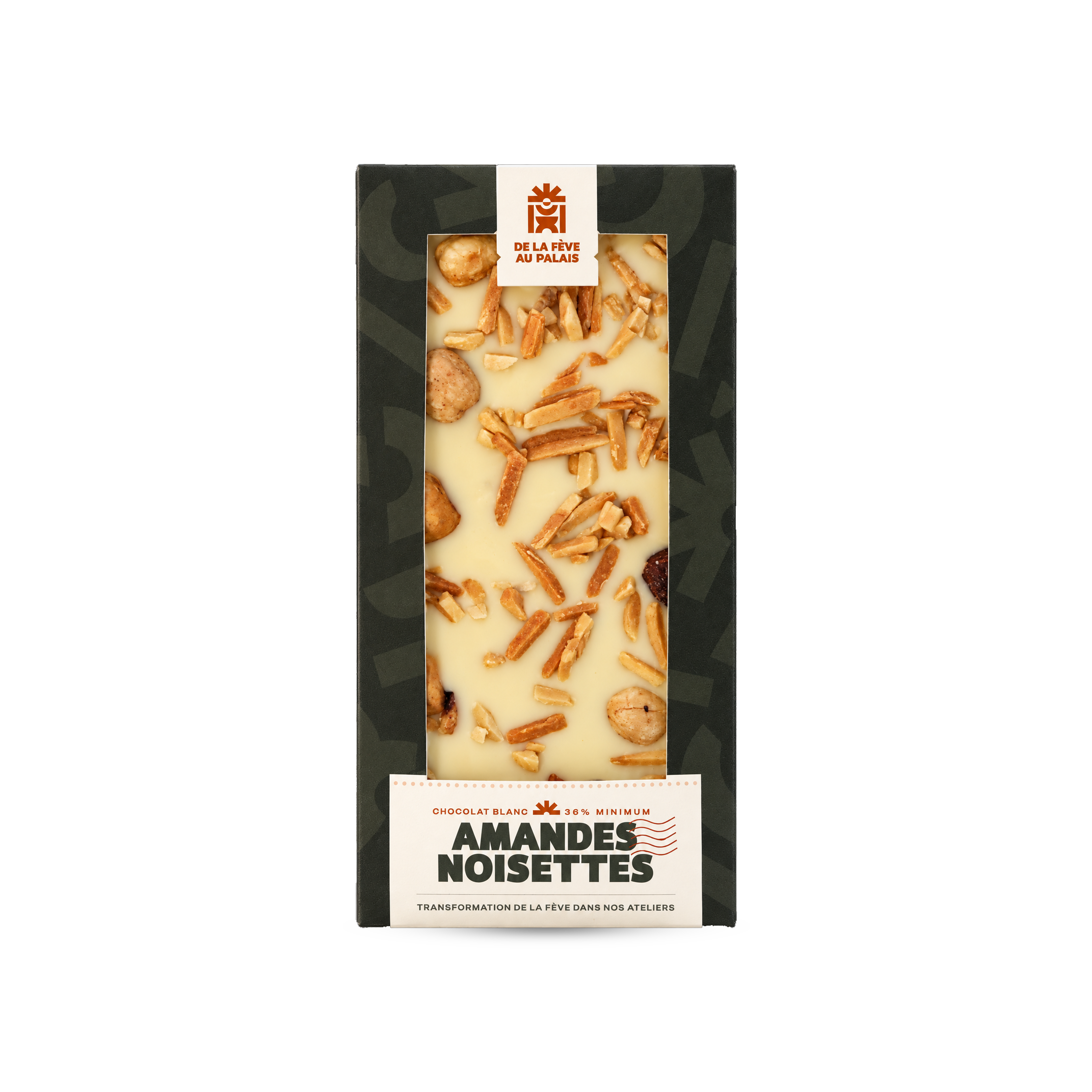 Tablette chocolat blanc, amandes & noisettes