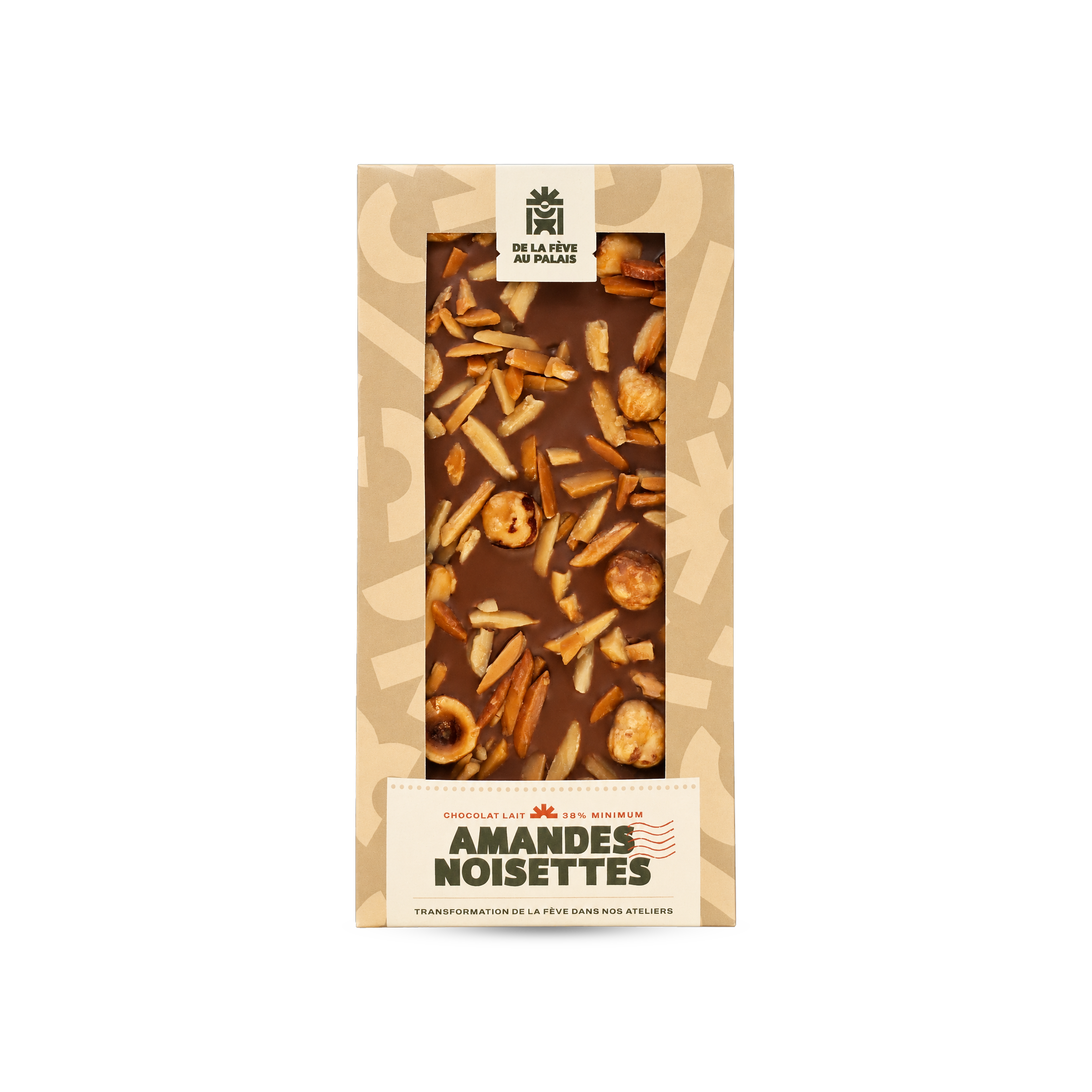 Tablette chocolat au lait 42 %, amandes & noisettes