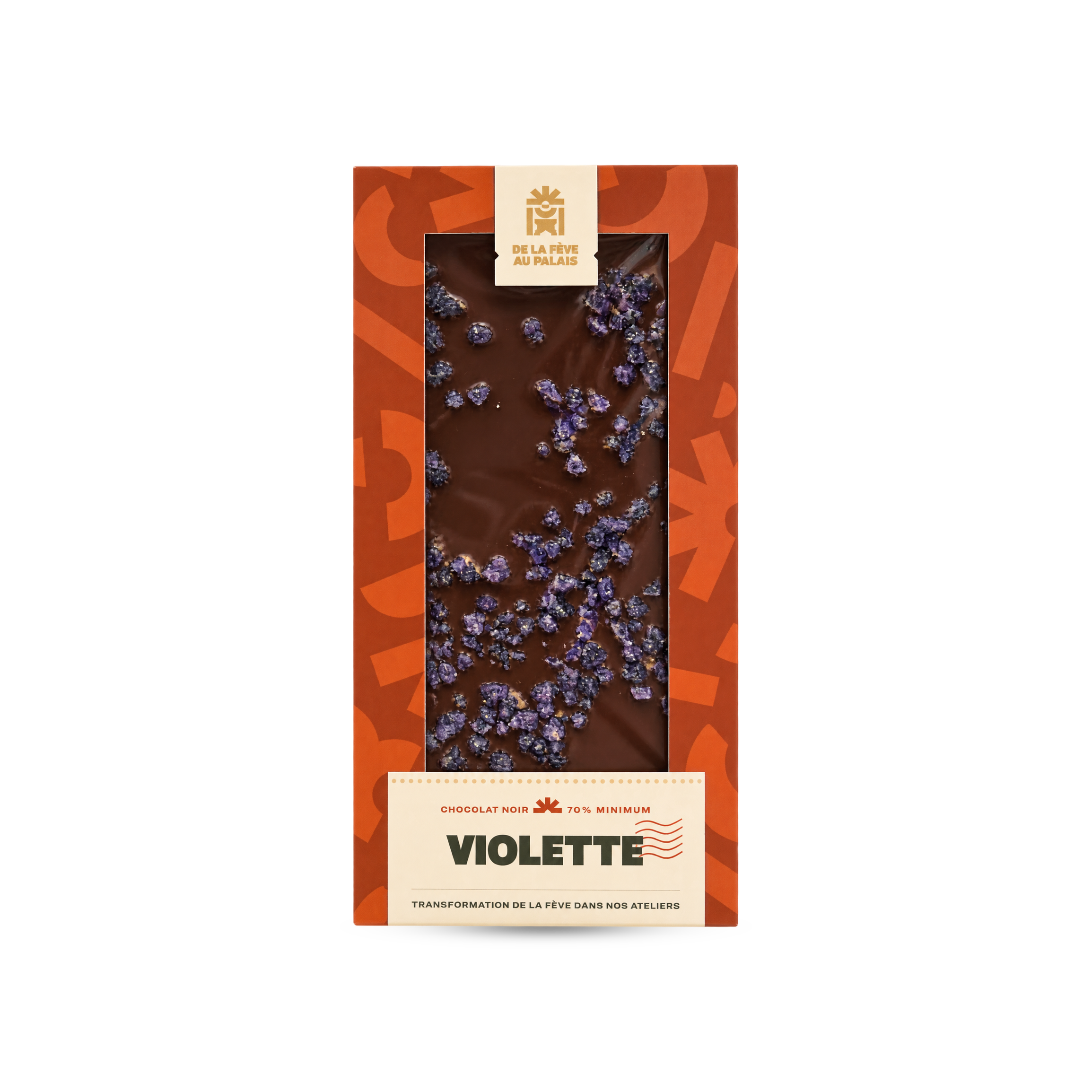 Tablette chocolat noir 70 %, violette